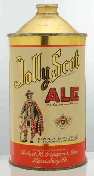 Appraisal: Jolly Scot Ale Quart Cone Top Beer Can - Near