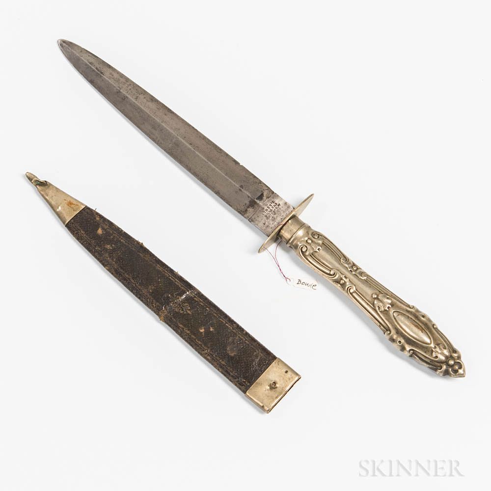 Appraisal: Small Bowie Knife and Scabbard Small Bowie Knife and Scabbard