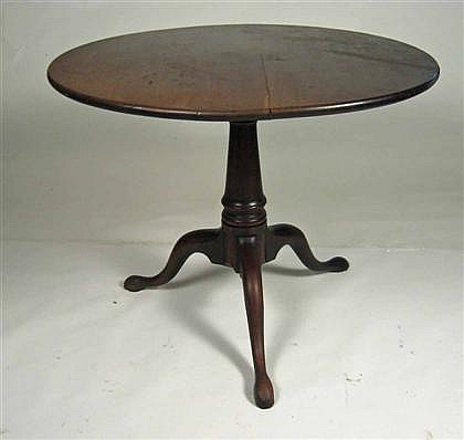 Appraisal: George II mahogany tilt top table The circular top over