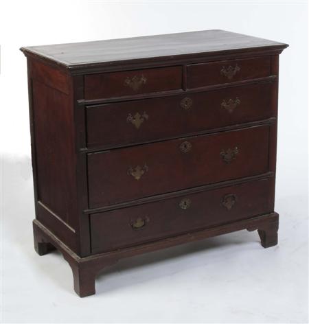 Appraisal: An early th century yew-wood chest of drawers the top