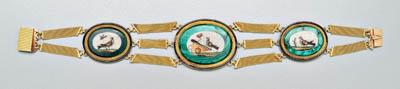 Appraisal: Vintage micromosaic bracelet three oval panels with fine micromosaic birds