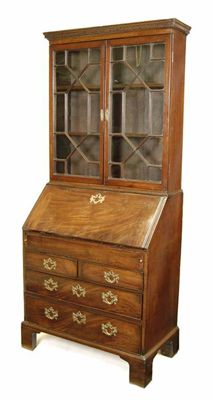 Appraisal: A mahogany bureau bookcase with a pair of astragal glazed