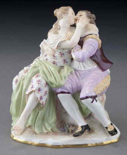 Appraisal: Meissen porcelain figural group of lovers the lady in a