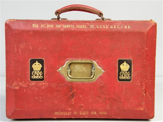 Appraisal: Ministerial red leather despatch box inscribed The Rt Hon Sir