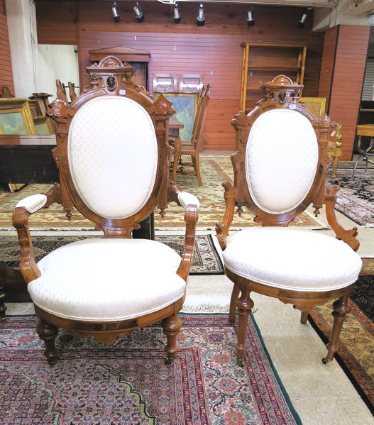 Appraisal: TWO MATCHING VICTORIAN PARLOR CHAIRS Renaissance Revival design American c