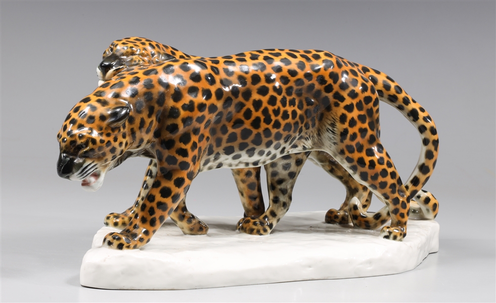 Appraisal: Vintage Schwarzburger Werkstatten Two Leopards by Etha Richter No c