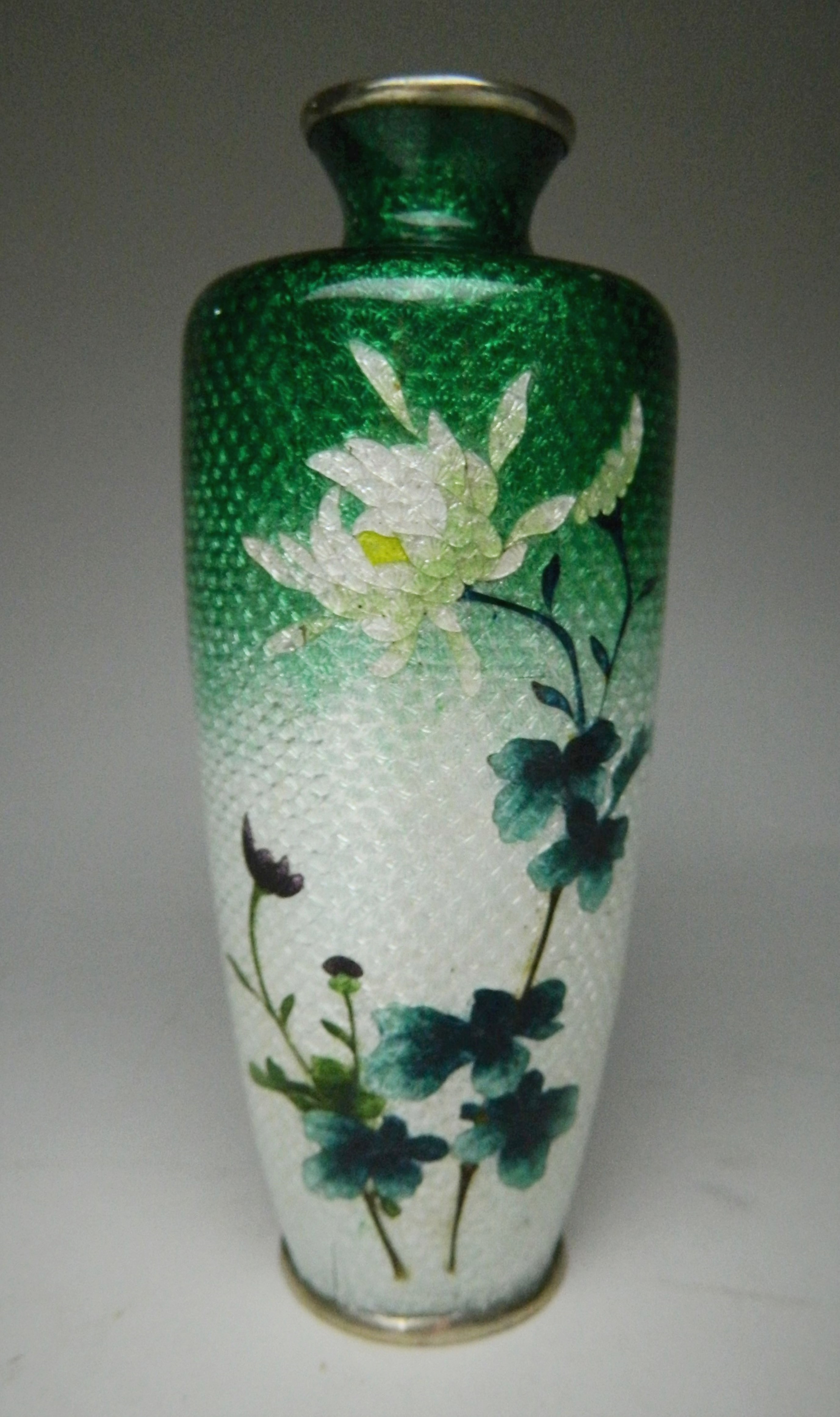 Appraisal: Japanese cloisonne vase- chrysanthemum motif on green and white translucent