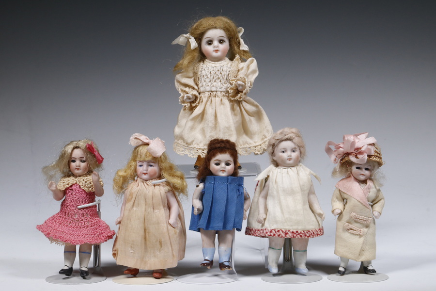 Appraisal: BISQUE PORCELAIN DOLLS Group of Vintage Small Porcelain Dolls with