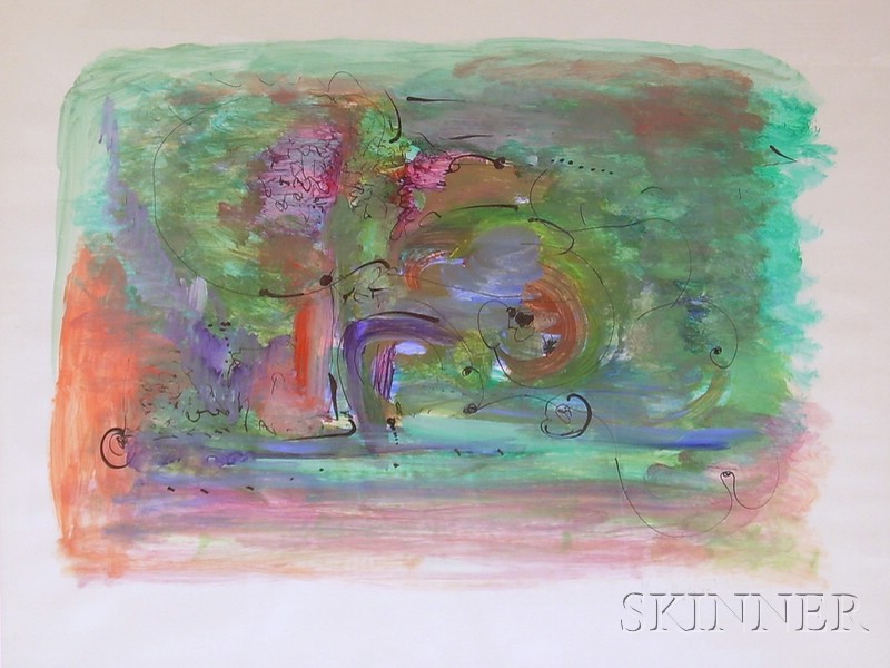 Appraisal: Framed Watercolor Gouache and Ink on Strathmore Paper Abstract Composition