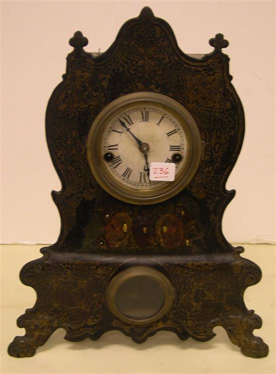 Appraisal: Victorian iron front mantel clock probably sold by the American