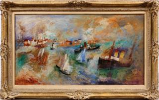 Appraisal: JEAN DUFY OIL ON WOOD PANEL LE PORT DU HAVRE