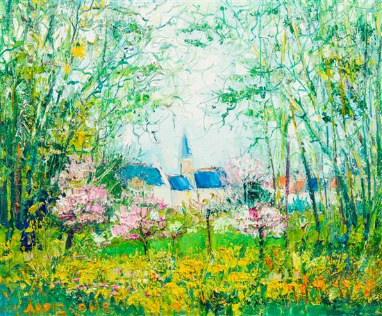 Appraisal: Sale Lot Yolande Ardissone French b Church Surrounded by Forest