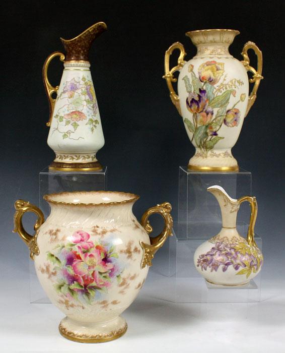 Appraisal: PIECE HAND PAINTED ROYAL WORCESTER TYPE PORCELAIN The largest is