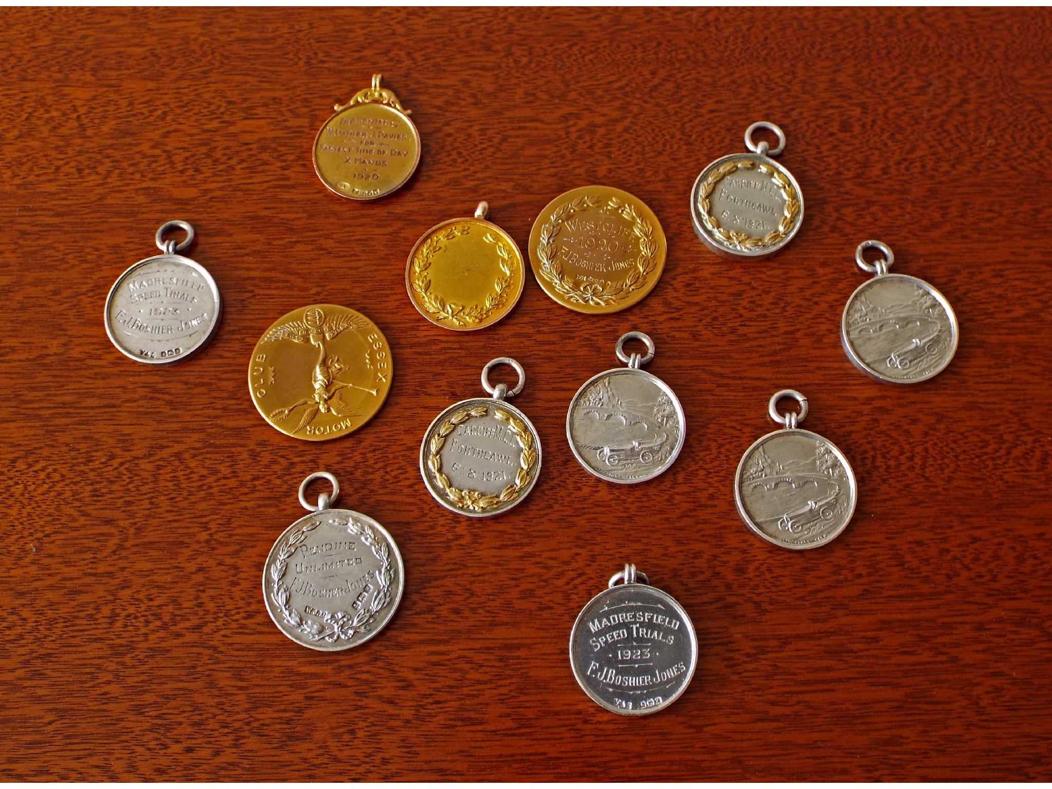 Appraisal: Collection of ct and silver motoring medals issued to FJ