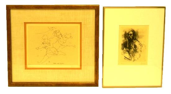 Appraisal: Two prints by Jack Levine American - Apollo and Daphne