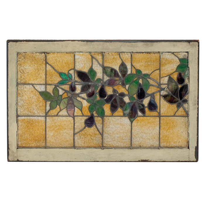 Appraisal: Arts and Crafts window fruit and leaf design in leaded