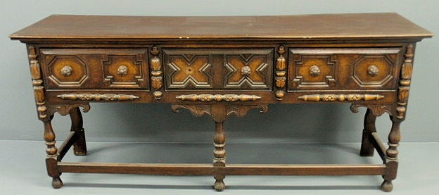 Appraisal: Jacobean style oak sideboard h x w x d