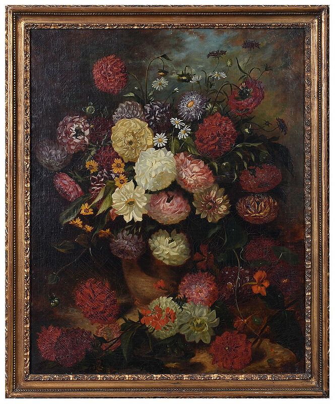 Appraisal: American School th century Flemish Style Floral Still Life with