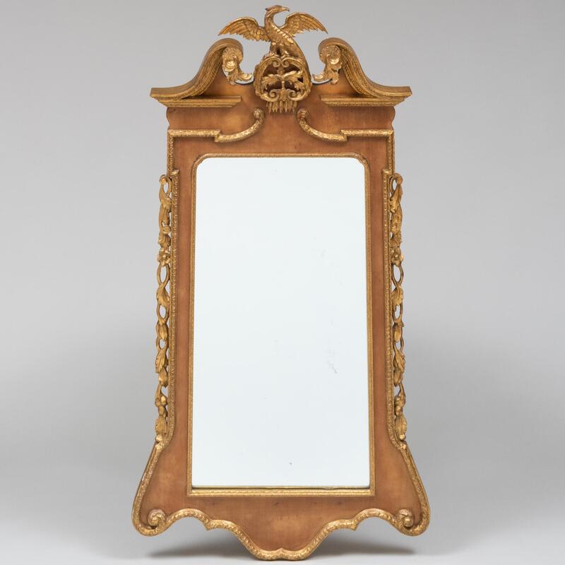 Appraisal: George II Style Mahogany and Parcel-Gilt Mirror of Recent Manufacture