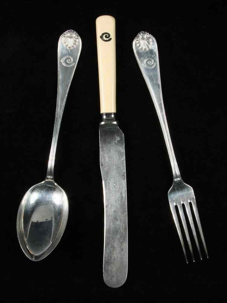 Appraisal: STERLING FLATWARE - Queen Anne Thread and Shell Handles Set