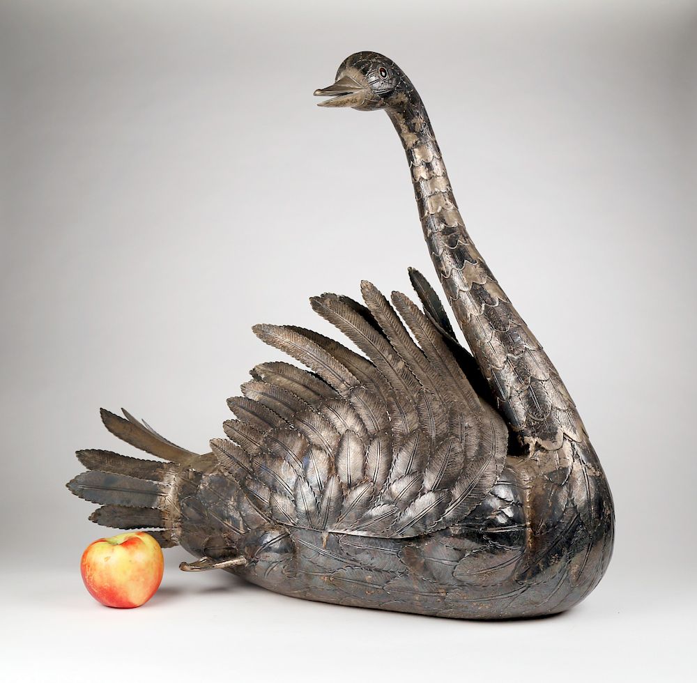 Appraisal: Luiz Ferreira Portuguese - Silver Swan Planter Luiz Ferreira Portuguese