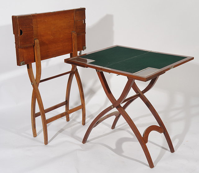 Appraisal: AN EARLY TH CENTURY FOLDING GAMES OR COACHING TABLE four