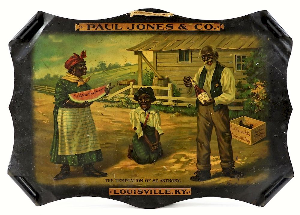 Appraisal: Black Americana Paul Jones Co Tin Trade Sign United States