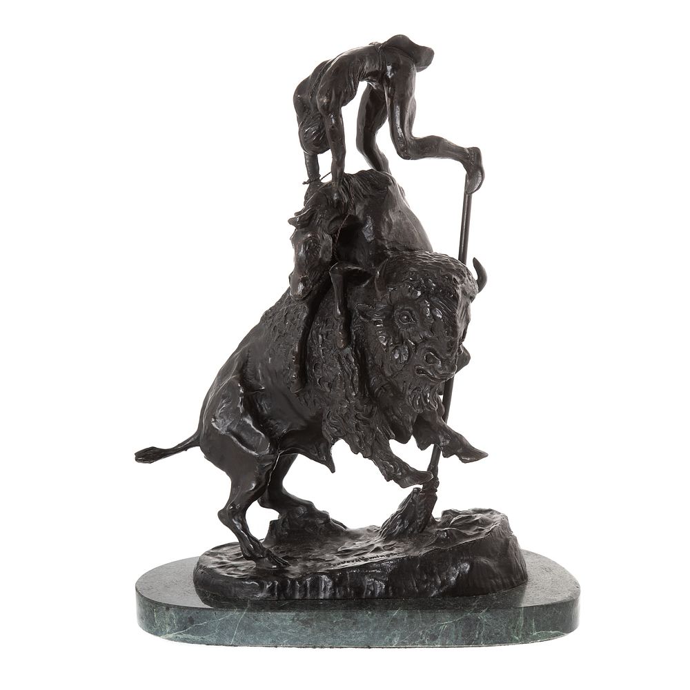 Appraisal: After Remington Buffalo Horse Bronze in H in L on