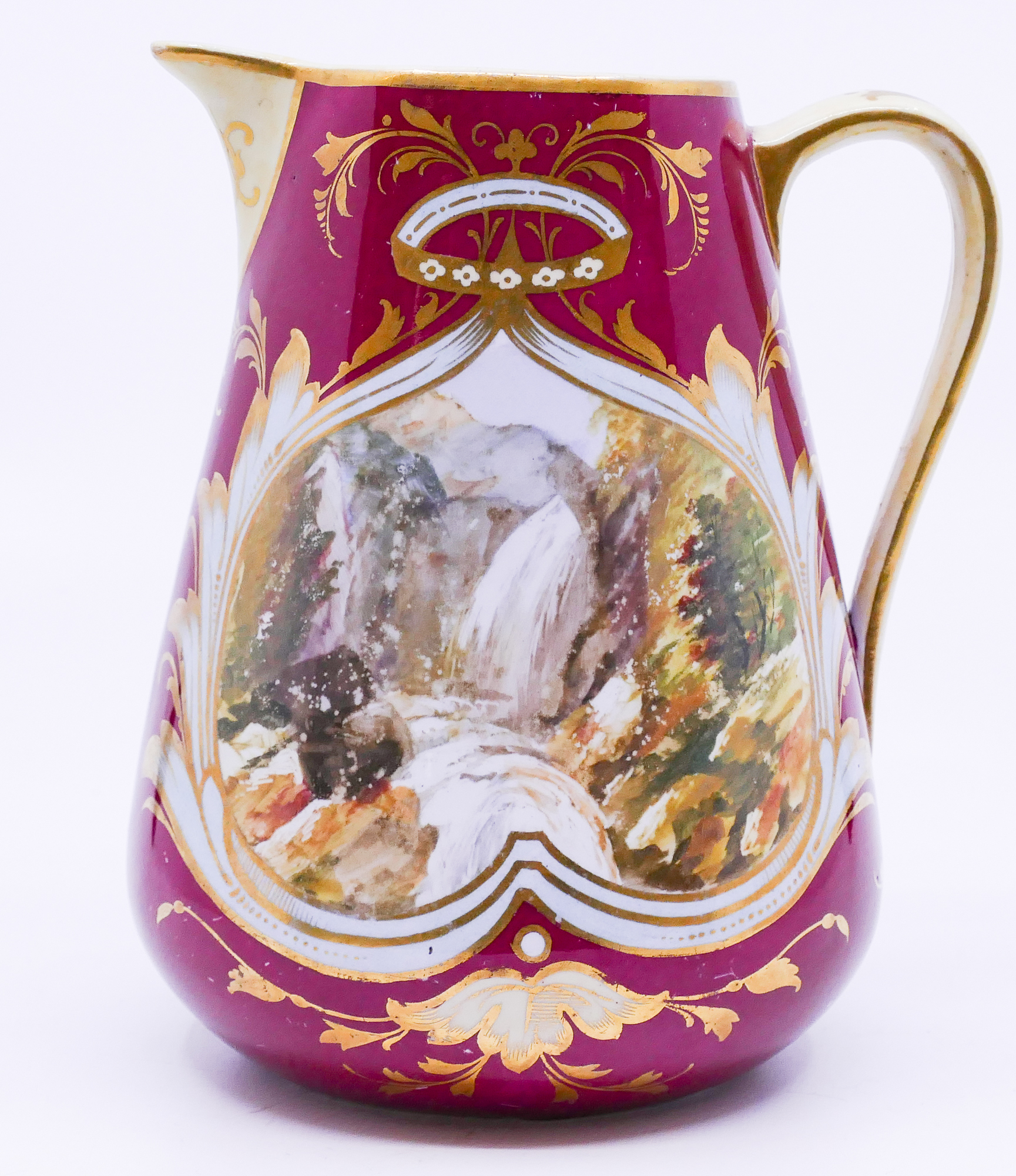 Appraisal: Antique European Gilt Landscape Pitcher- ''