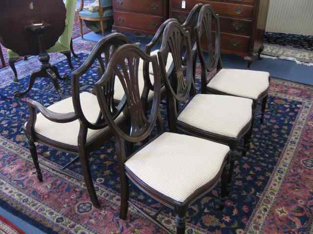 Appraisal: Set of Mahogany Dining Chairs shield back