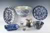 Appraisal: SPONGEWARE - th C eight piece lot of blue and