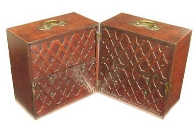 Appraisal: A George III mahogany apothecary's box the top with a