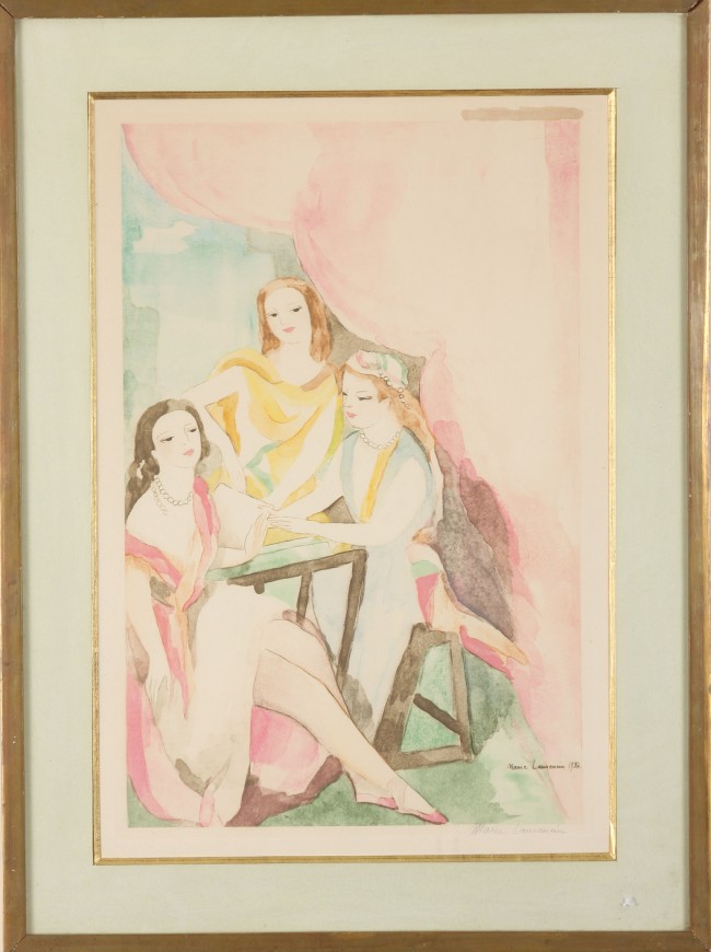 Appraisal: Lithograph of three women at table x image size signed