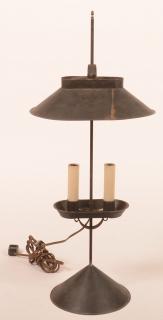 Appraisal: Jerry Martin Black Tin Student Lamp Double Socket with sand