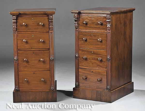 Appraisal: A Pair of English Mahogany Bedside Commodes rectangular top with