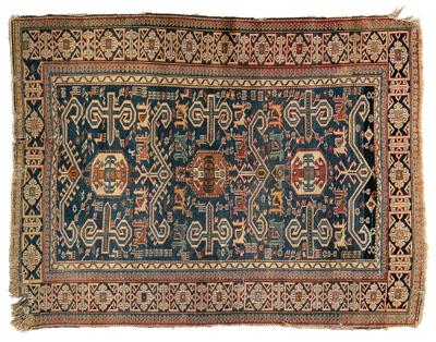 Appraisal: Shirvan rug three central medallions with quadrupeds and repeating hook