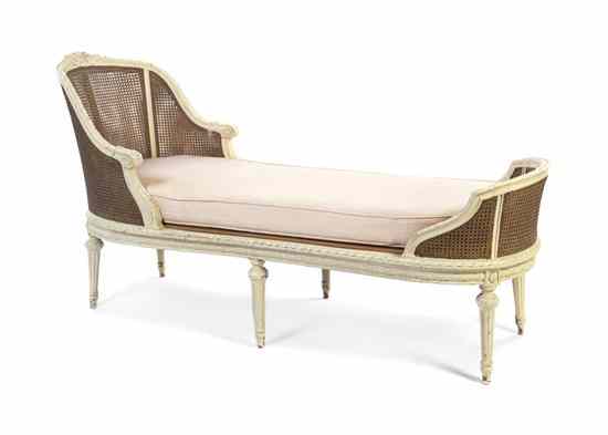 Appraisal: A Louis XVI Style Painted Chaise Lounge having a rounded