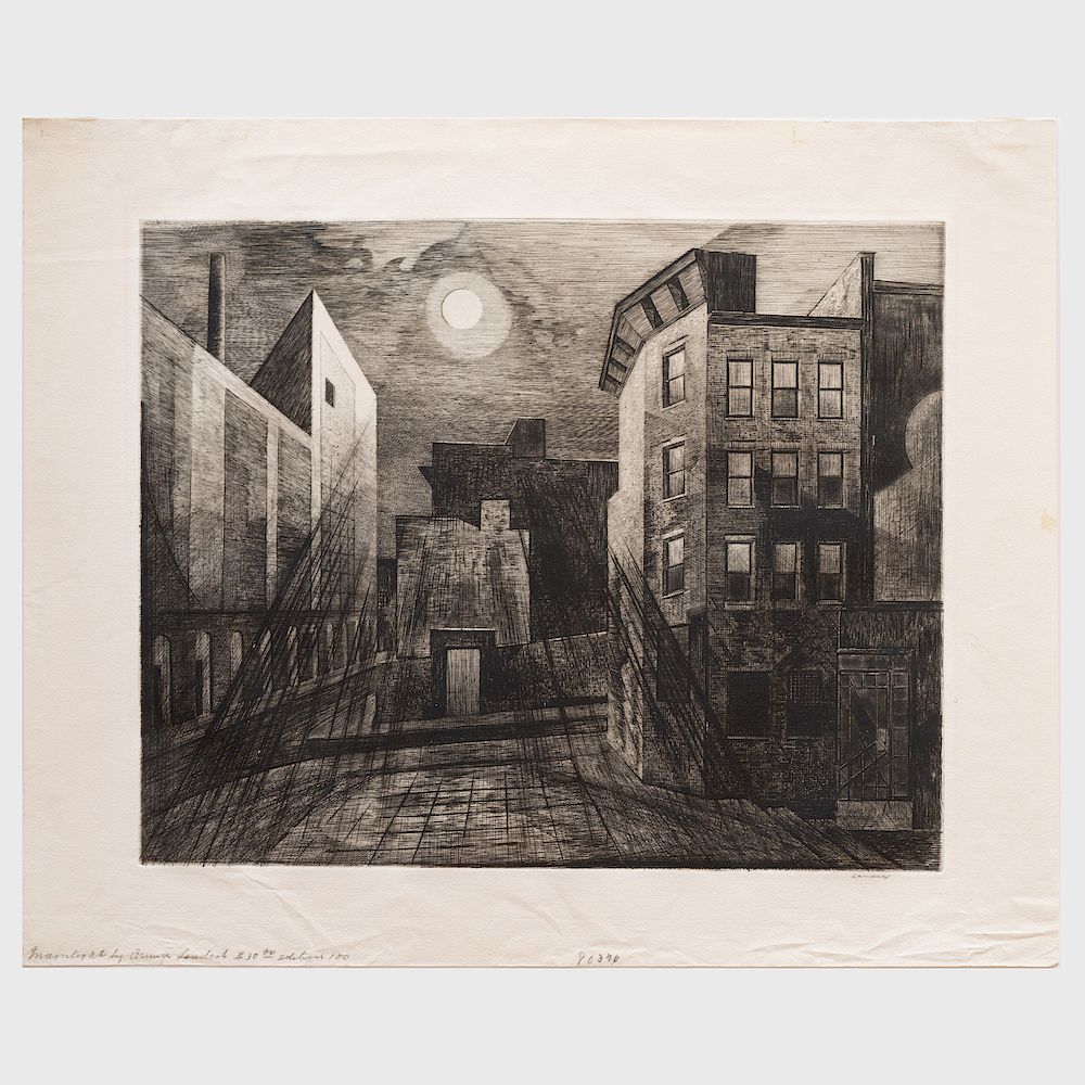 Appraisal: Armin Landeck - Manhattan Moonlight Drypoint in black on wove