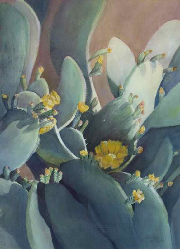 Appraisal: BURLIN Patricia American th Century ''Blooming Cactus'' Watercolor sight size