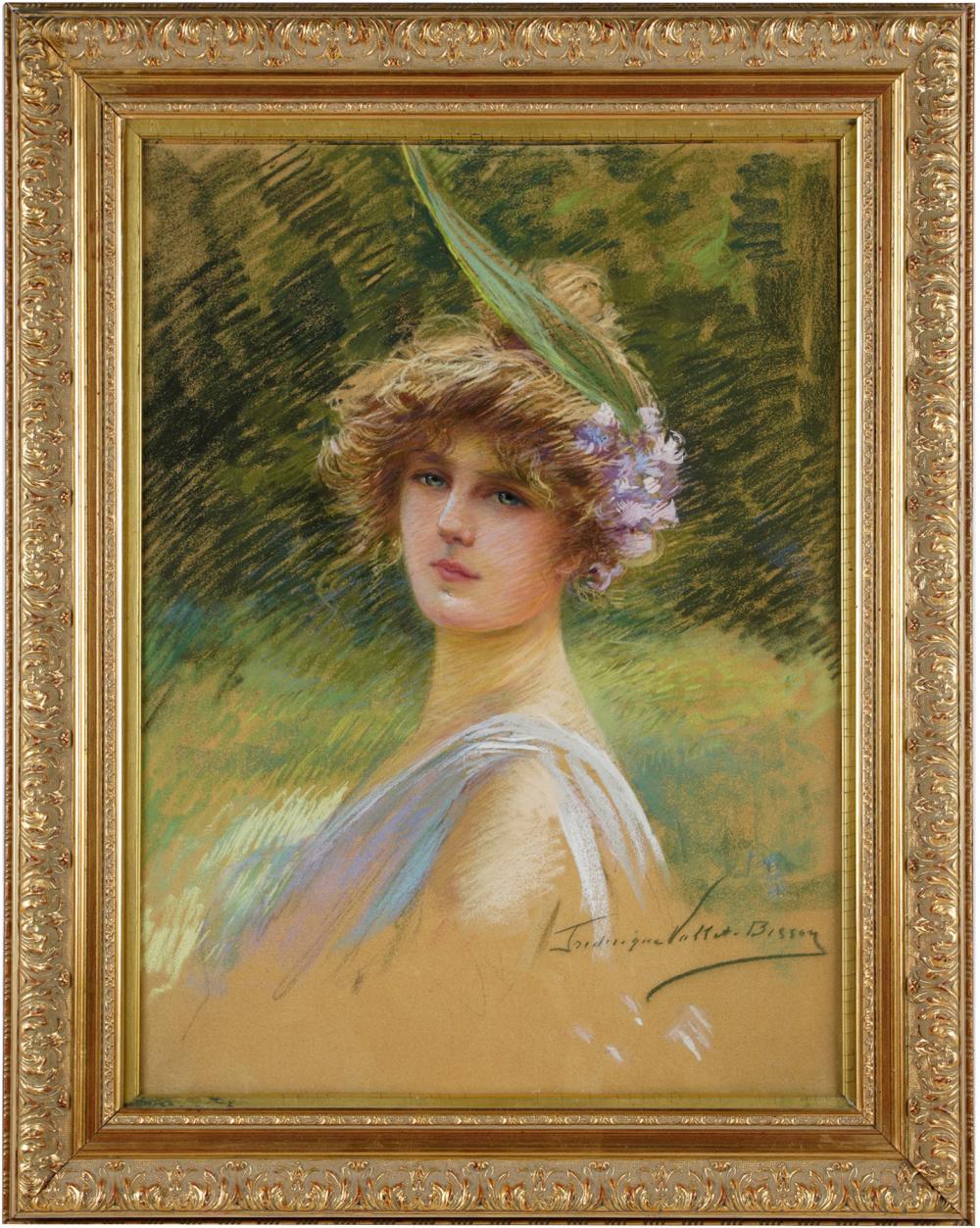 Appraisal: FREDERIQUE VALLET-BISSON - PORTRAIT OF A KADYpastel on canvas signed