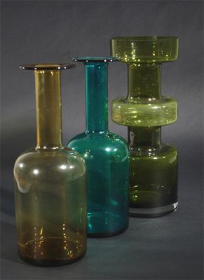 Appraisal: A Riihimaki olive green glass vase designed by Tamara Aladdin