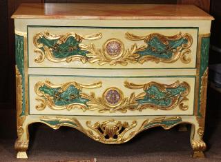 Appraisal: Continental style polychrome decorated commode Continental style polychrome decorated commode