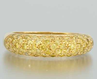 Appraisal: A Ladies' Yellow Diamond Band k yellow gold domed ring