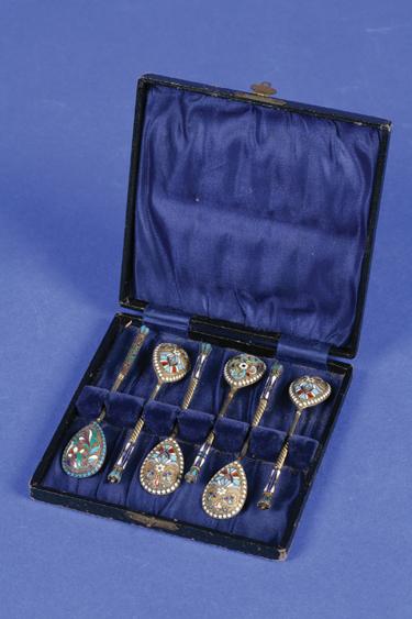 Appraisal: A HARLEQUIN SET OF SIX EARLY TH CENTURY RUSSIAN SILVER