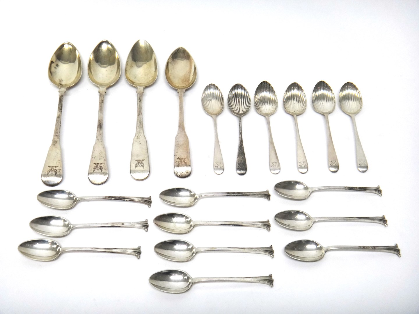 Appraisal: Four fiddle pattern dessert spoons various dates a set of