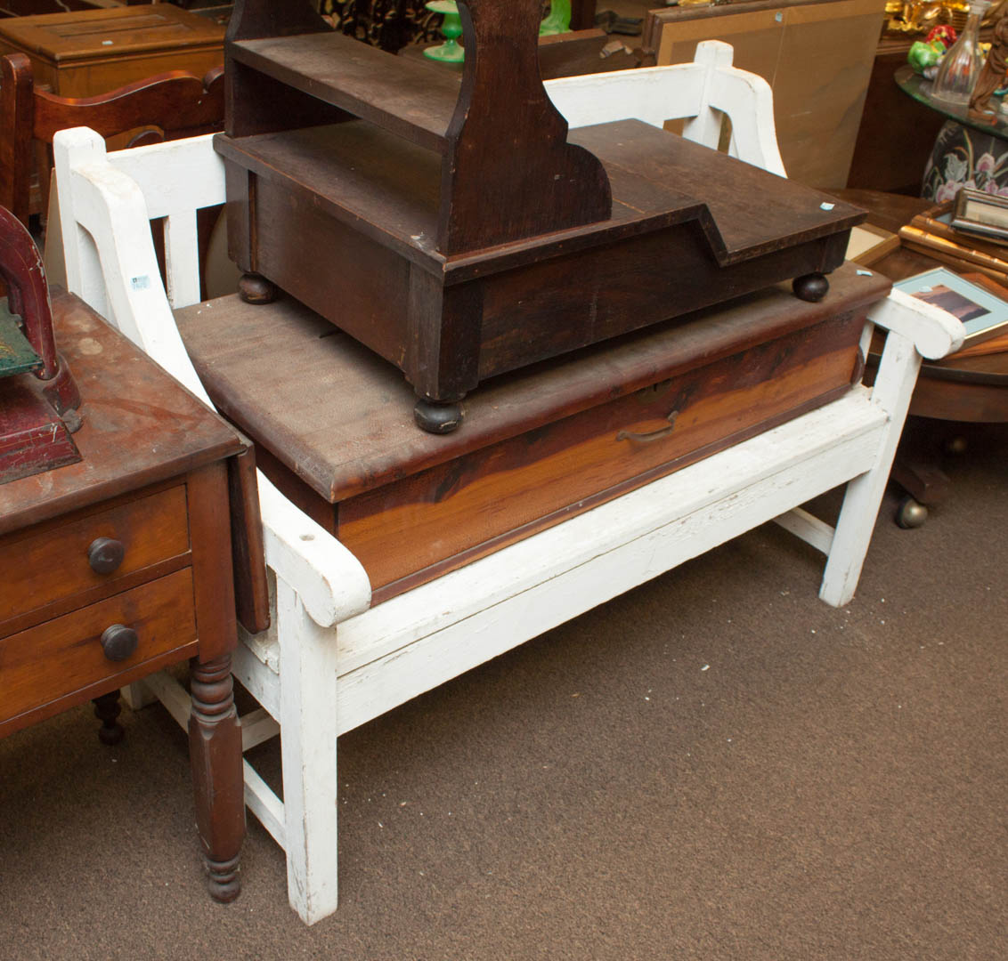 Appraisal: Three pieces of assorted furniture Bed steps under bed trunk