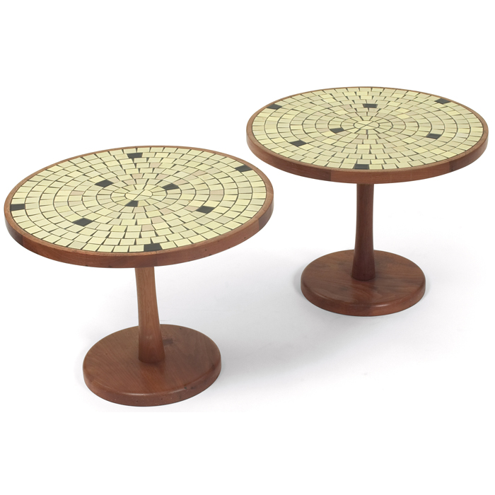 Appraisal: Gordon and Jane Martz tile-top tables pair for Marshall Studios