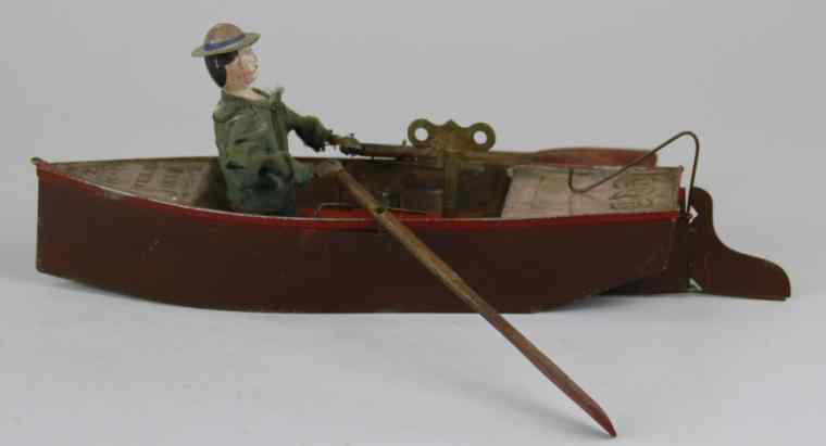 Appraisal: SINGLE OARSMAN Ives c by Nathan Warner tin rowboat is