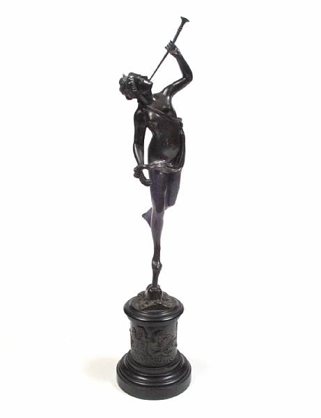 Appraisal: A patinated bronze figure of Fortuna th century height in