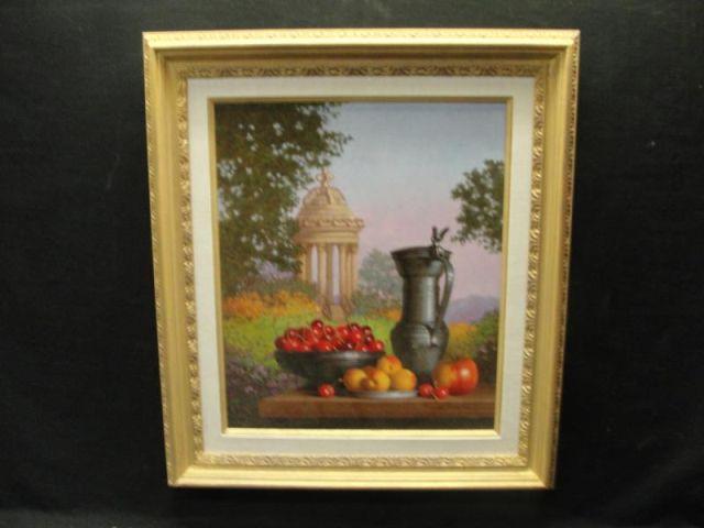 Appraisal: PORCEL Georges Oil on Canvas of Fruit Still Life Signed